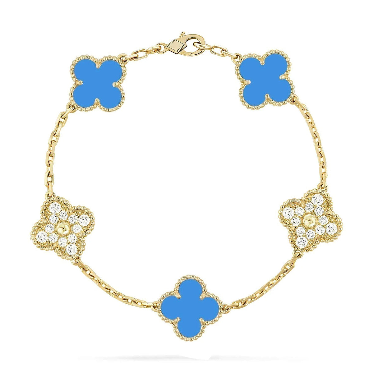 [Am jewelry] CLOVER 5 MOTIF BLUE AGATE BRACELET COLLECTION