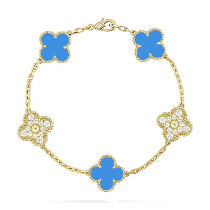 [Am jewelry] CLOVER 5 MOTIF BLUE AGATE BRACELET COLLECTION