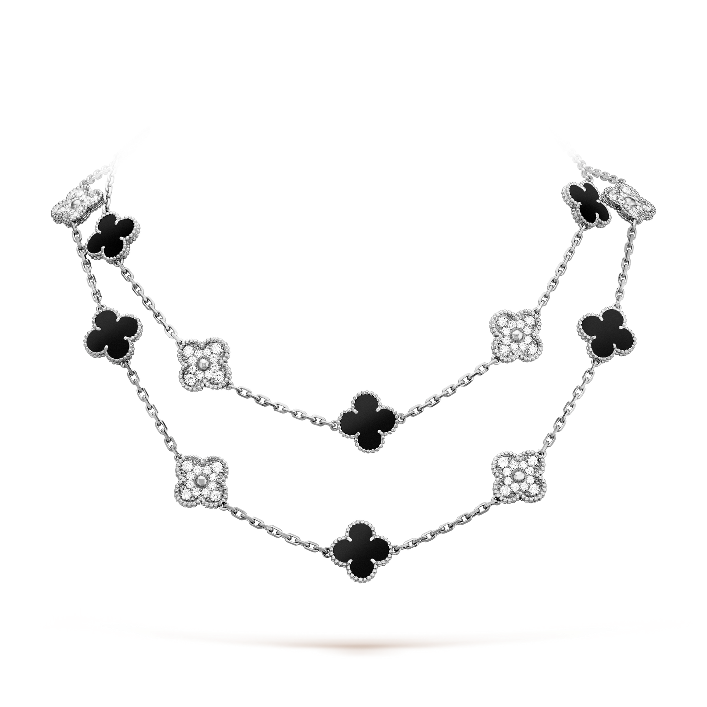 [Am jewelry]CLOVER 20 MOTIFS ONYX DIAMOND SILVER