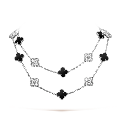 [Am jewelry]CLOVER 20 MOTIFS ONYX DIAMOND SILVER