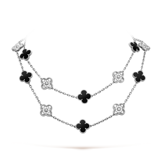 [Am jewelry]CLOVER 20 MOTIFS ONYX DIAMOND SILVER