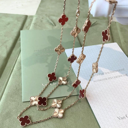 [Am jewelry]CLOVER 20 MOTIFS LASER CARNELIAN NECKLACE