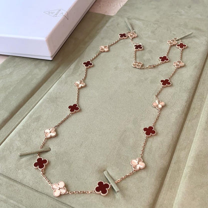 [Am jewelry]CLOVER 20 MOTIFS LASER CARNELIAN NECKLACE