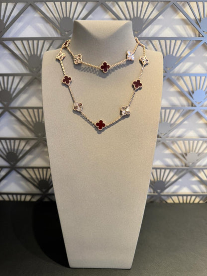 [Am jewelry]CLOVER 20 MOTIFS LASER CARNELIAN NECKLACE
