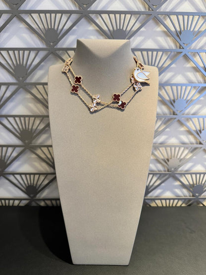 [Am jewelry]CLOVER 20 MOTIFS LASER CARNELIAN NECKLACE