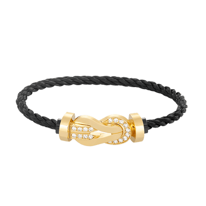 [Am jewelry]CHANCE LARGE 8 FIGURE BUCKLE HALF DIAMOND BRACELET GOLD