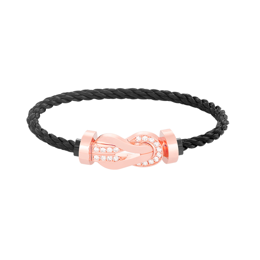 [Am jewelry]CHANCE LARGE 8 FIGURE BUCKLE HALF DIAMOND BRACELET ROSE GOLD