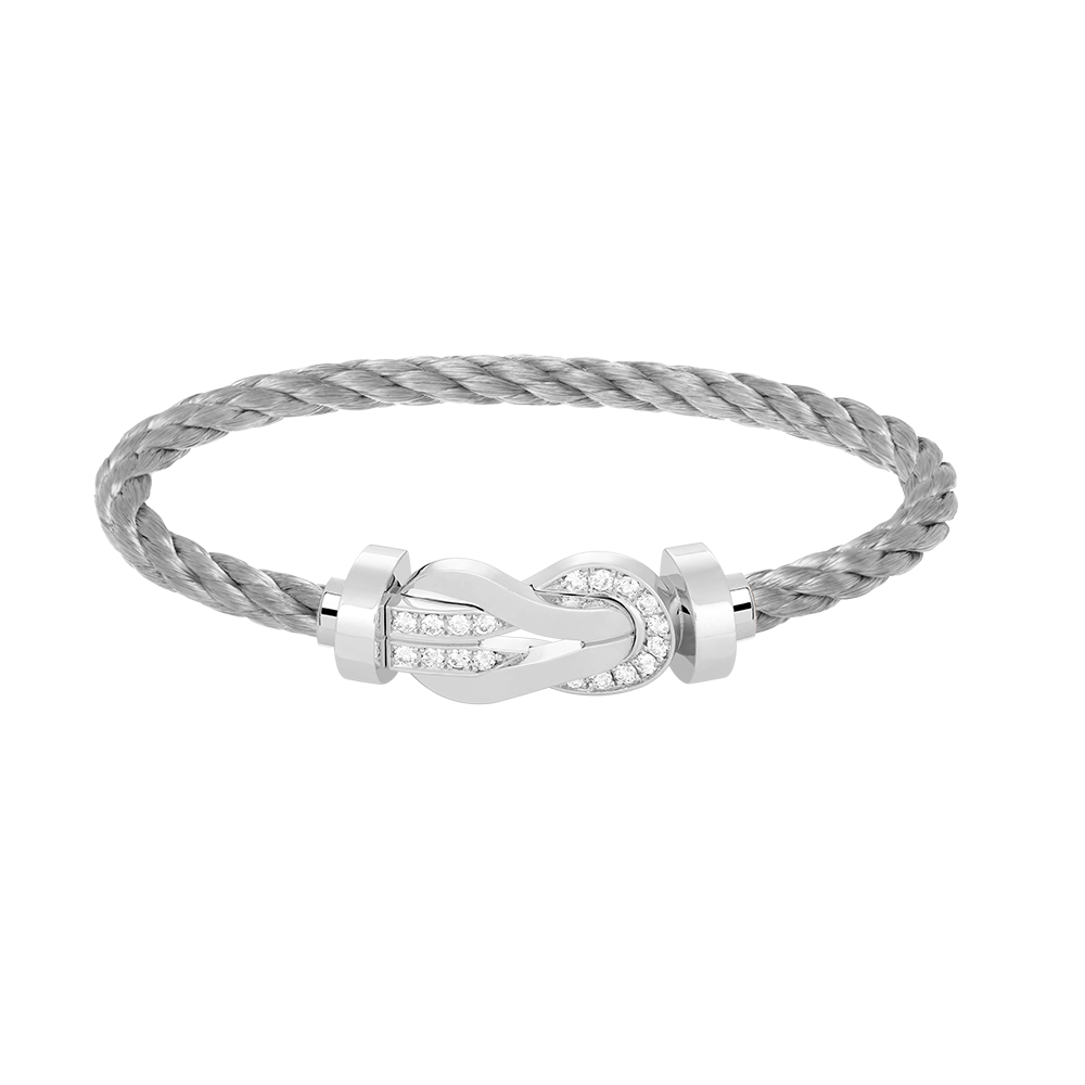 [Am jewelry]CHANCE LARGE 8 FIGURE BUCKLE HALF DIAMOND BRACELET SILVER