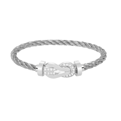 [Am jewelry]CHANCE LARGE 8 FIGURE BUCKLE HALF DIAMOND BRACELET SILVER