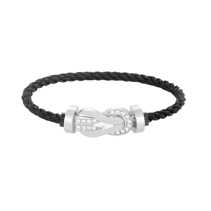 [Am jewelry]CHANCE LARGE 8 FIGURE BUCKLE HALF DIAMOND BRACELET SILVER