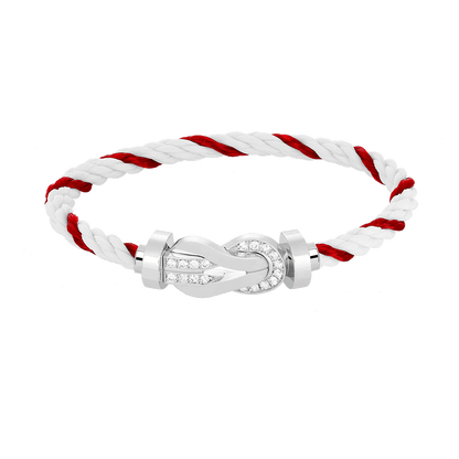 [Am jewelry]CHANCE LARGE 8 FIGURE BUCKLE HALF DIAMOND BRACELET SILVER