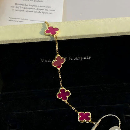 [AM Jewels]NEW CLOVER 5 MOTIFS PINK ENAMEL BRACELET