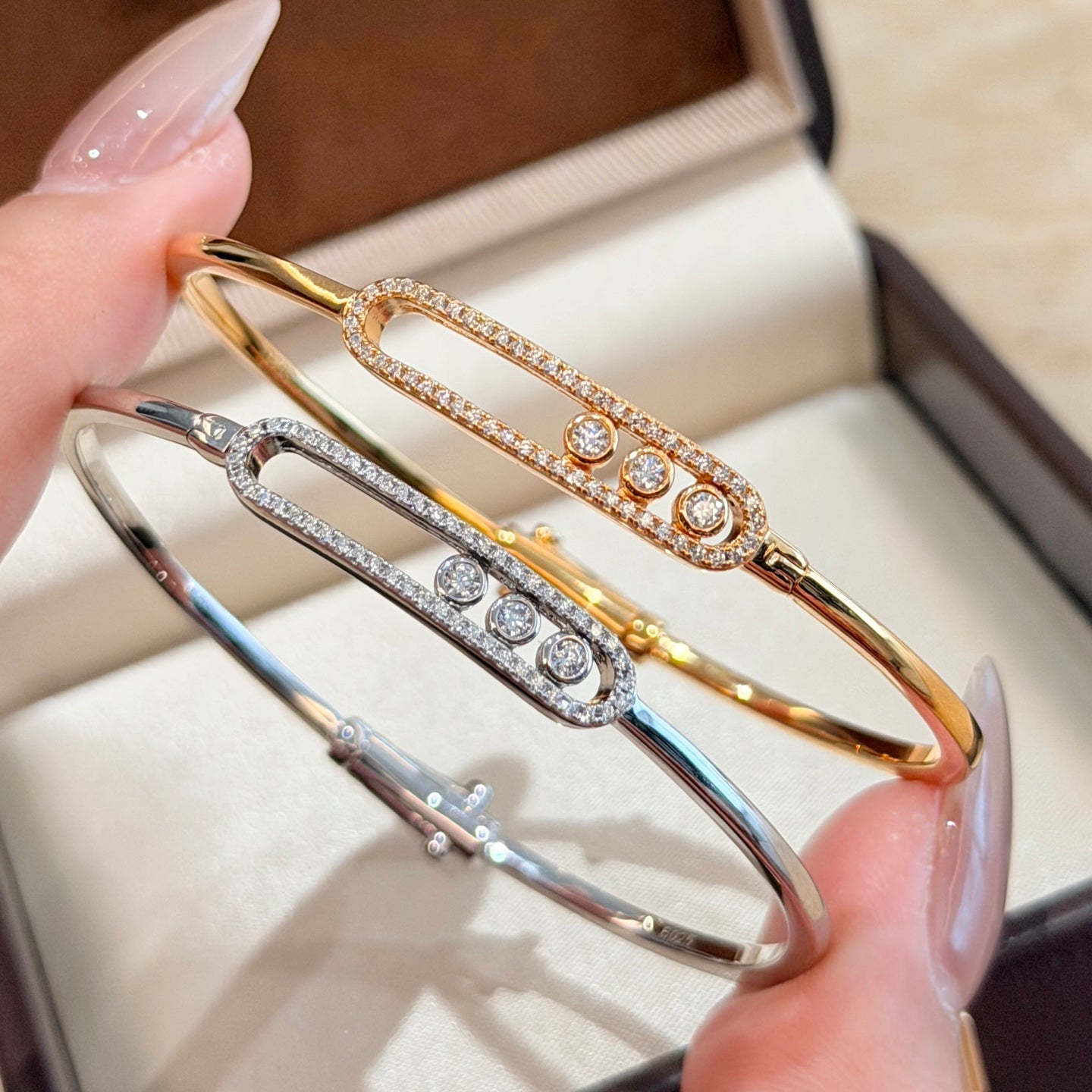 [Am Jewelry]Move Pavé Diamond Bangle Bracelet M