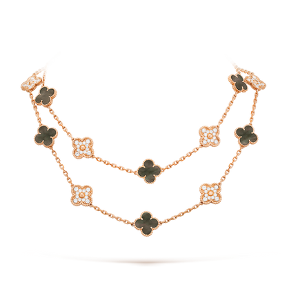 [Am jewelry]CLOVER 20 MOTIFS DARK MOP DIAMOND  NECKLACE