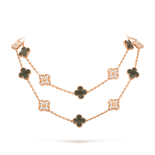 [Am jewelry]CLOVER 20 MOTIFS DARK MOP DIAMOND  NECKLACE