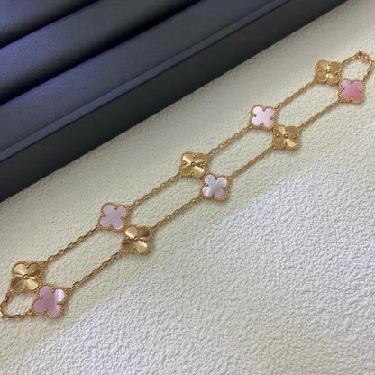 [Am jewelry]CLOVER 10 MOTIFS  LASER PINK MOP NECKLACE