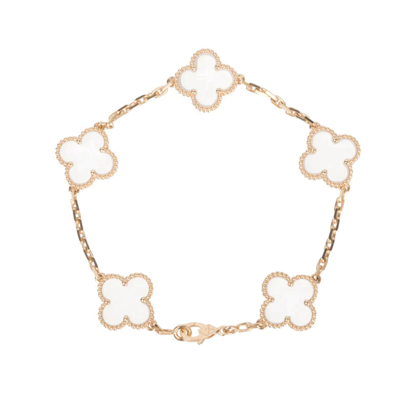 [AM Jewels]CLOVER 5 MOTIF ROCK CRYSTAL BRACELET
