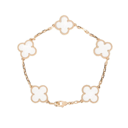 [Am jewelry]CLOVER 5 MOTIF ROCK CRYSTAL BRACELET