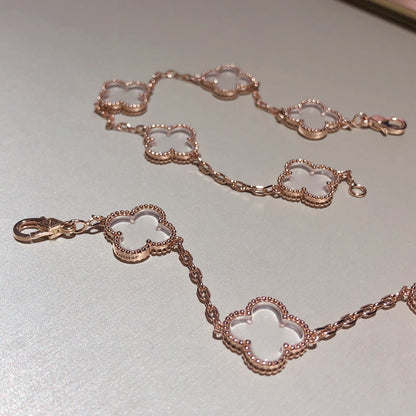 [Am jewelry]CLOVER 5 MOTIF ROCK CRYSTAL BRACELET