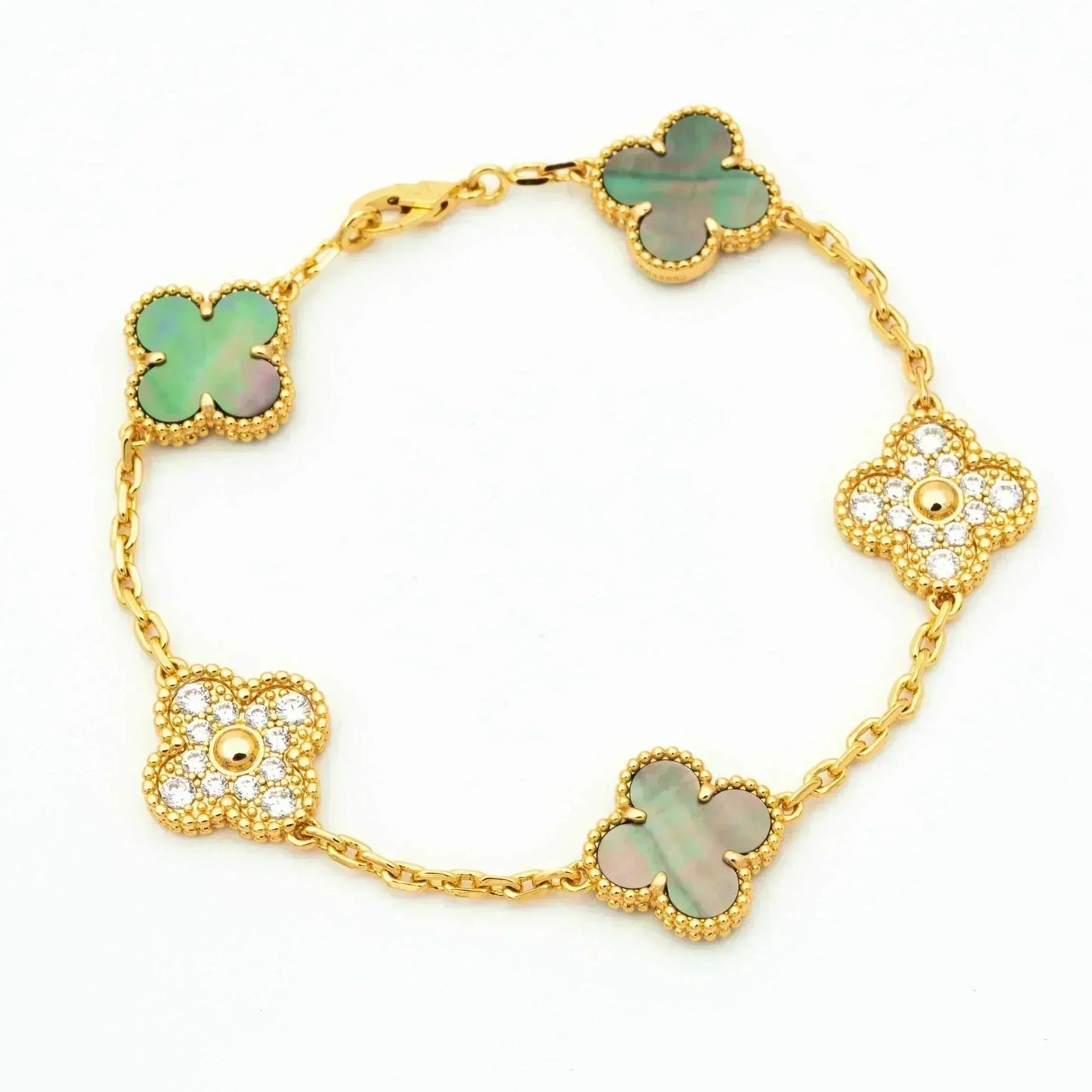 [Am jewelry] CLOVER 5 MOTIF GRAY MOP BRACELET COLLECTION
