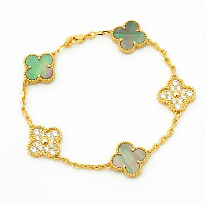 [Am jewelry] CLOVER 5 MOTIF GRAY MOP BRACELET COLLECTION