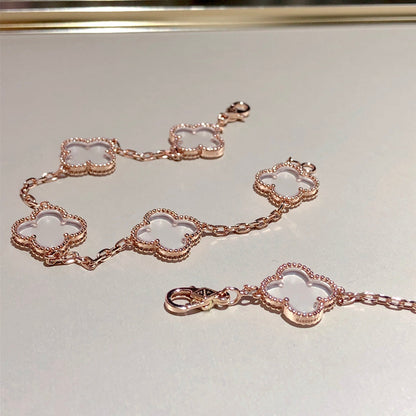 [Am jewelry]CLOVER 5 MOTIF ROCK CRYSTAL BRACELET