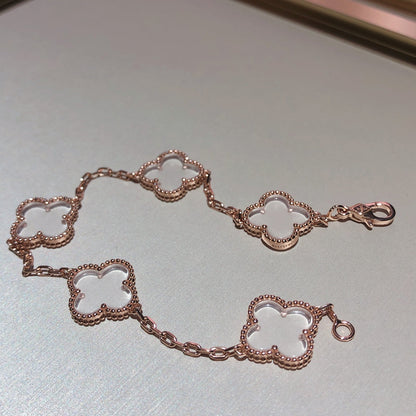 [Am jewelry]CLOVER 5 MOTIF ROCK CRYSTAL BRACELET