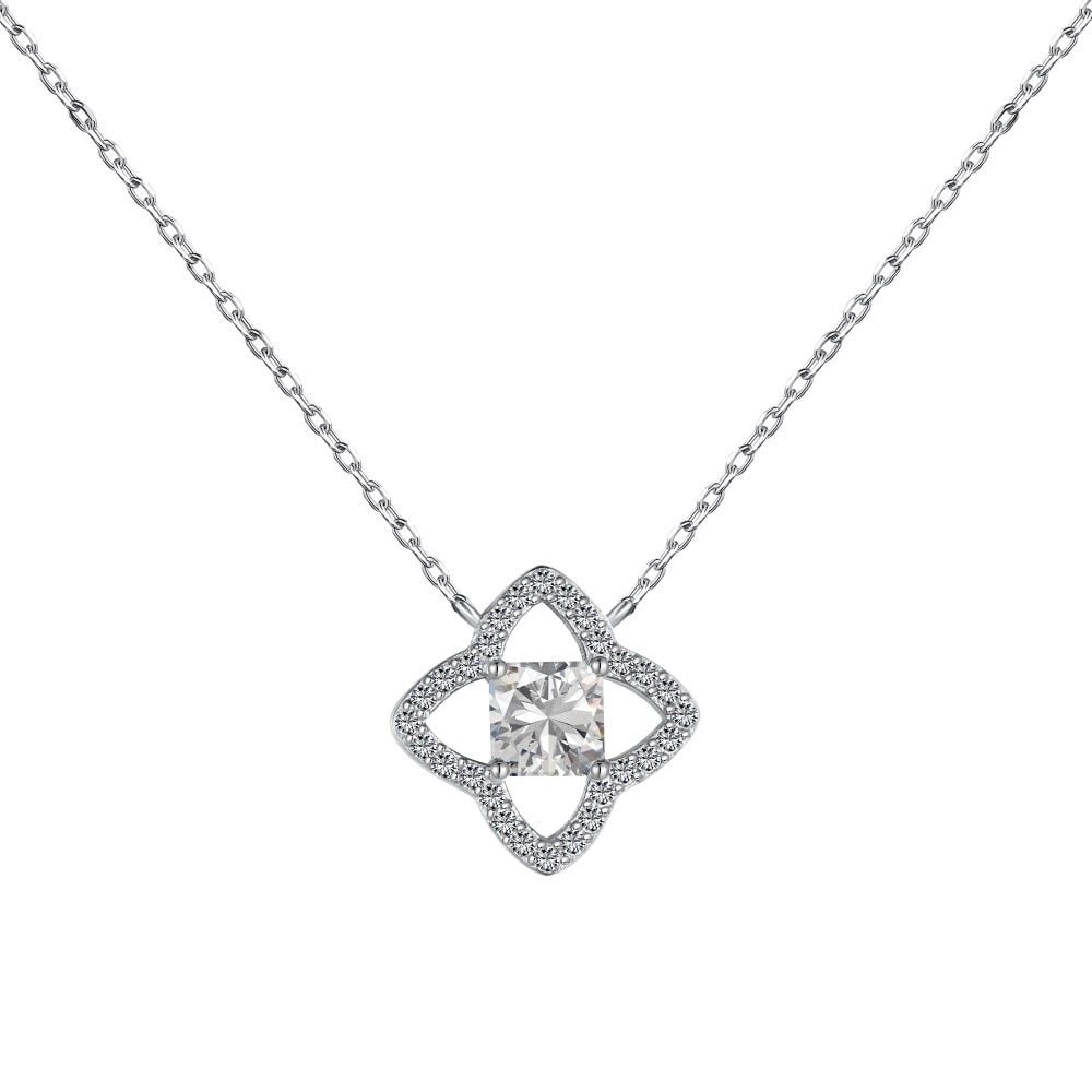 [Am jewelry]Exquisite Flower Shape Princess Cut Necklace