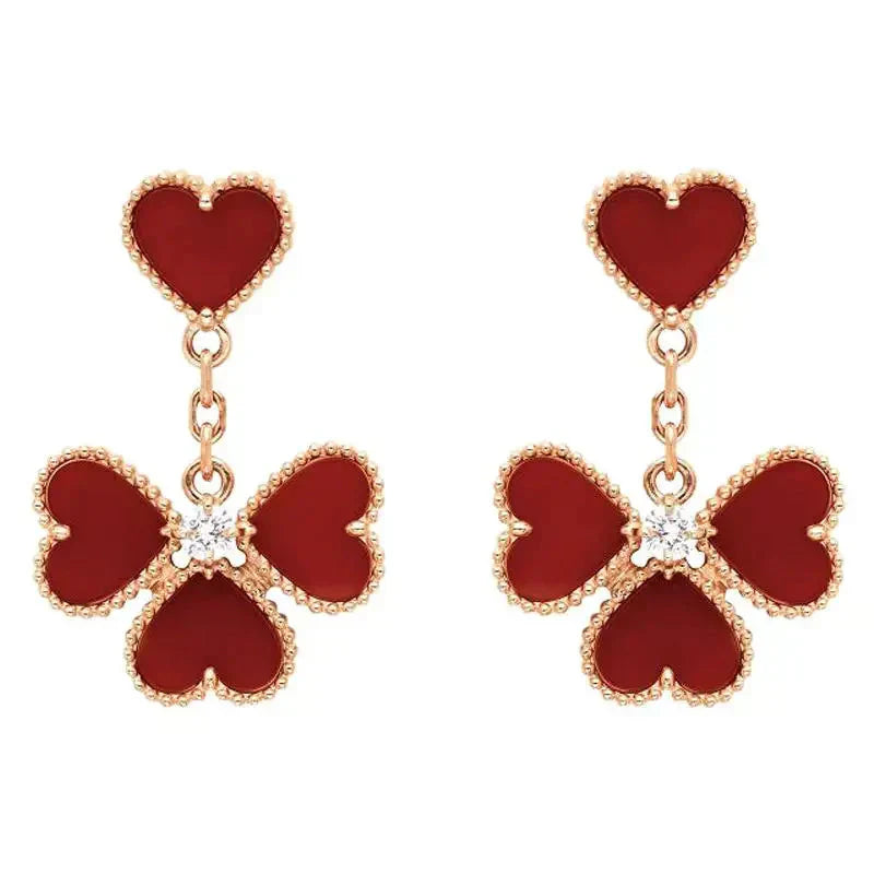 [Am jewelry]SWEET CLOVER CARNELIAN EARRINGS