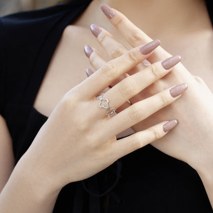 [Am jewelry]Hollow Design Four-Leaf Clover Flower Shape Ring