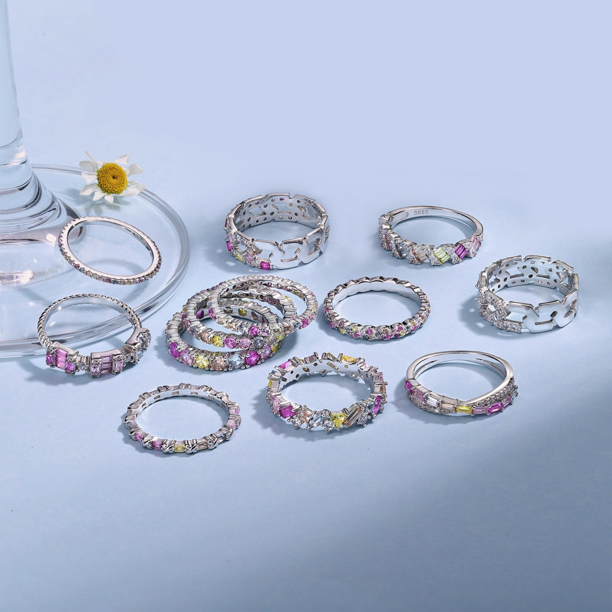 [Am jewelry]Radiant Sparkling Round Cut Daily Ring