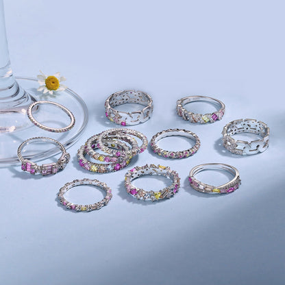 [Am jewelry]Radiant Sparkling Round Cut Daily Ring