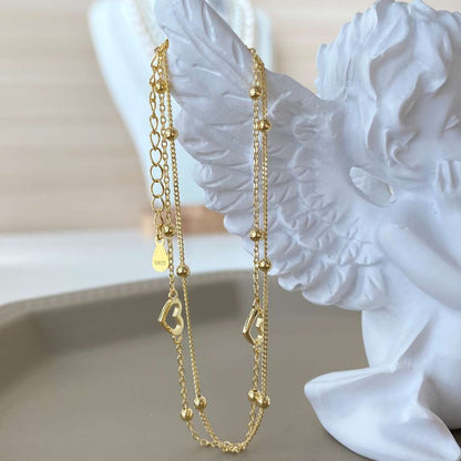 [Am jewelry]Dainty Double Layer Love Heart Bracelet