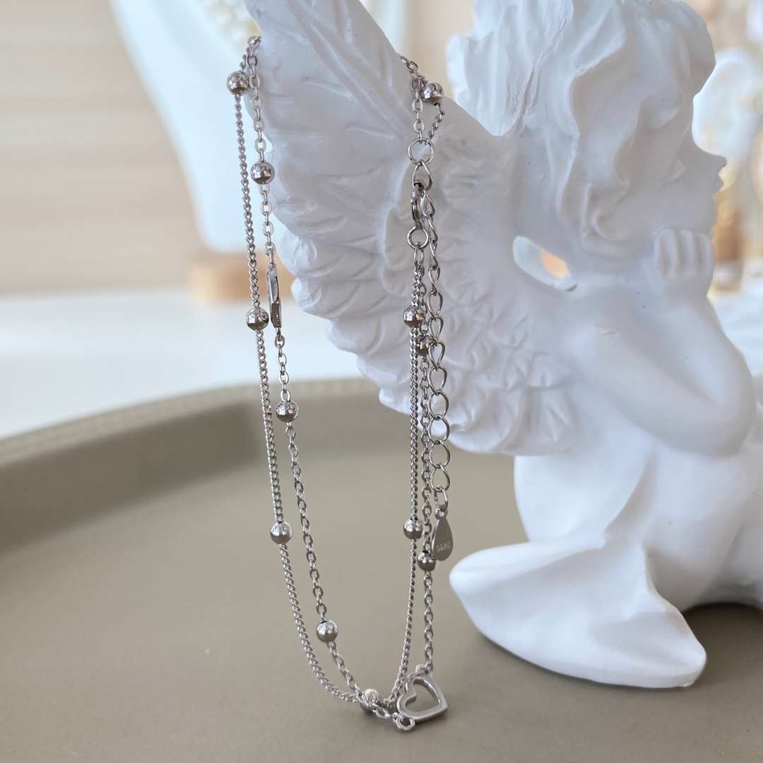 [Am jewelry]Dainty Double Layer Love Heart Bracelet