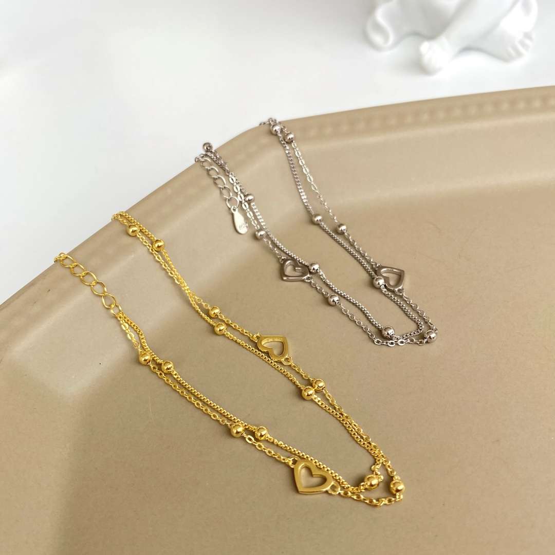 [Am jewelry]Dainty Double Layer Love Heart Bracelet