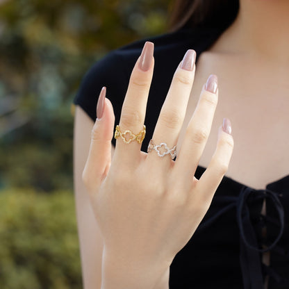 [Am jewelry]Hollow Design Four-Leaf Clover Flower Shape Ring