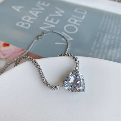 [Am jewelry]8.0 Carat Versatile Colorful Sweet Heart-Shaped Tennis Necklace