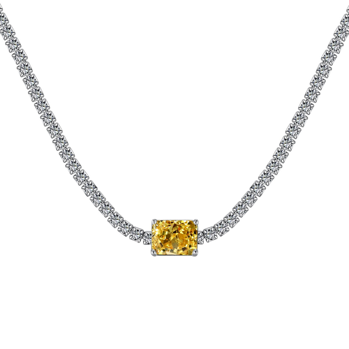 [Am jewelry]2.0 carat Ornate Emerald Cut Necklace