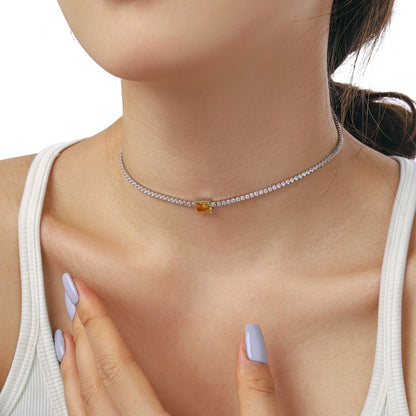 [Am jewelry]2.0 carat Ornate Emerald Cut Necklace