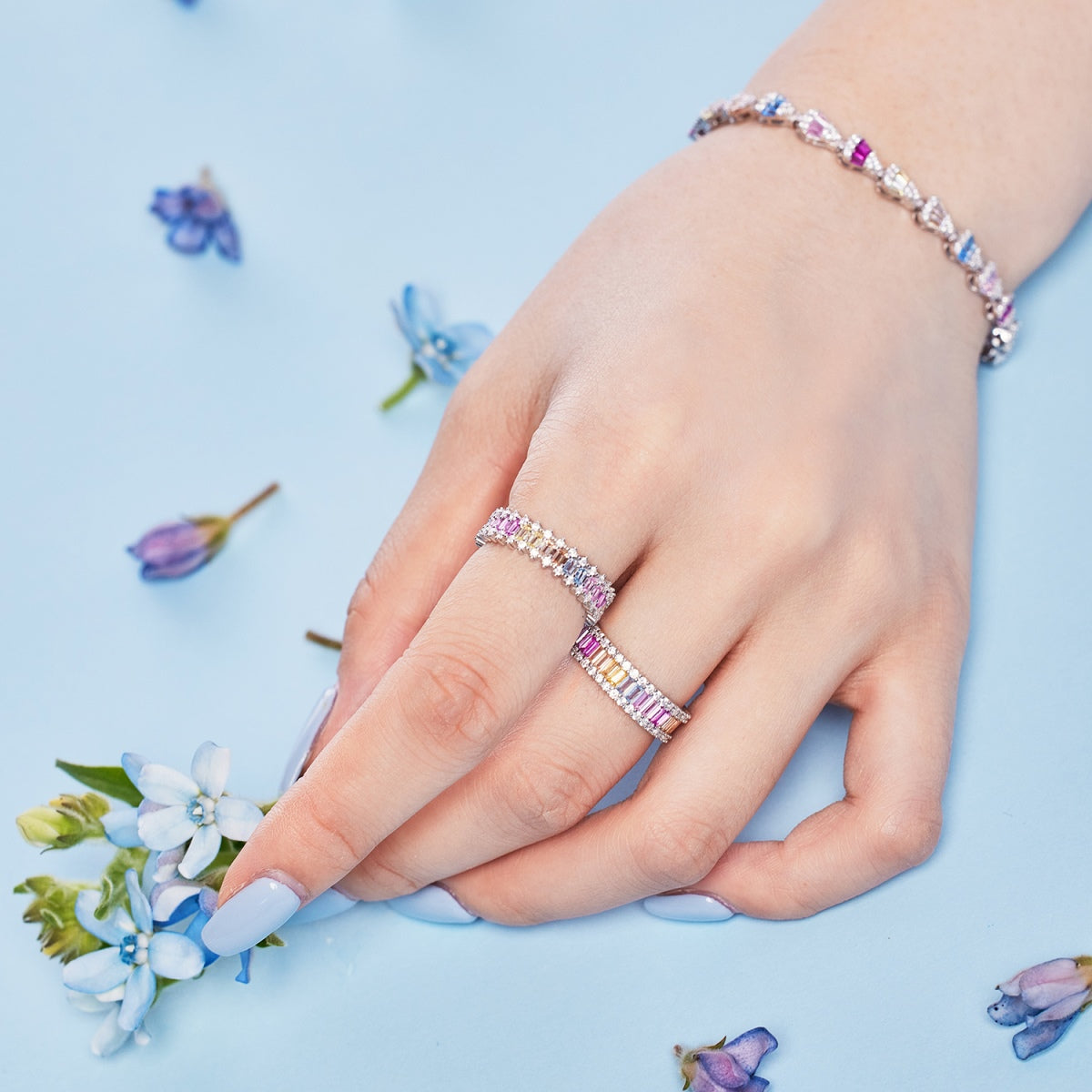[Am jewelry]Dainty Kaleidoscopic Emerald Cut Daily Ring