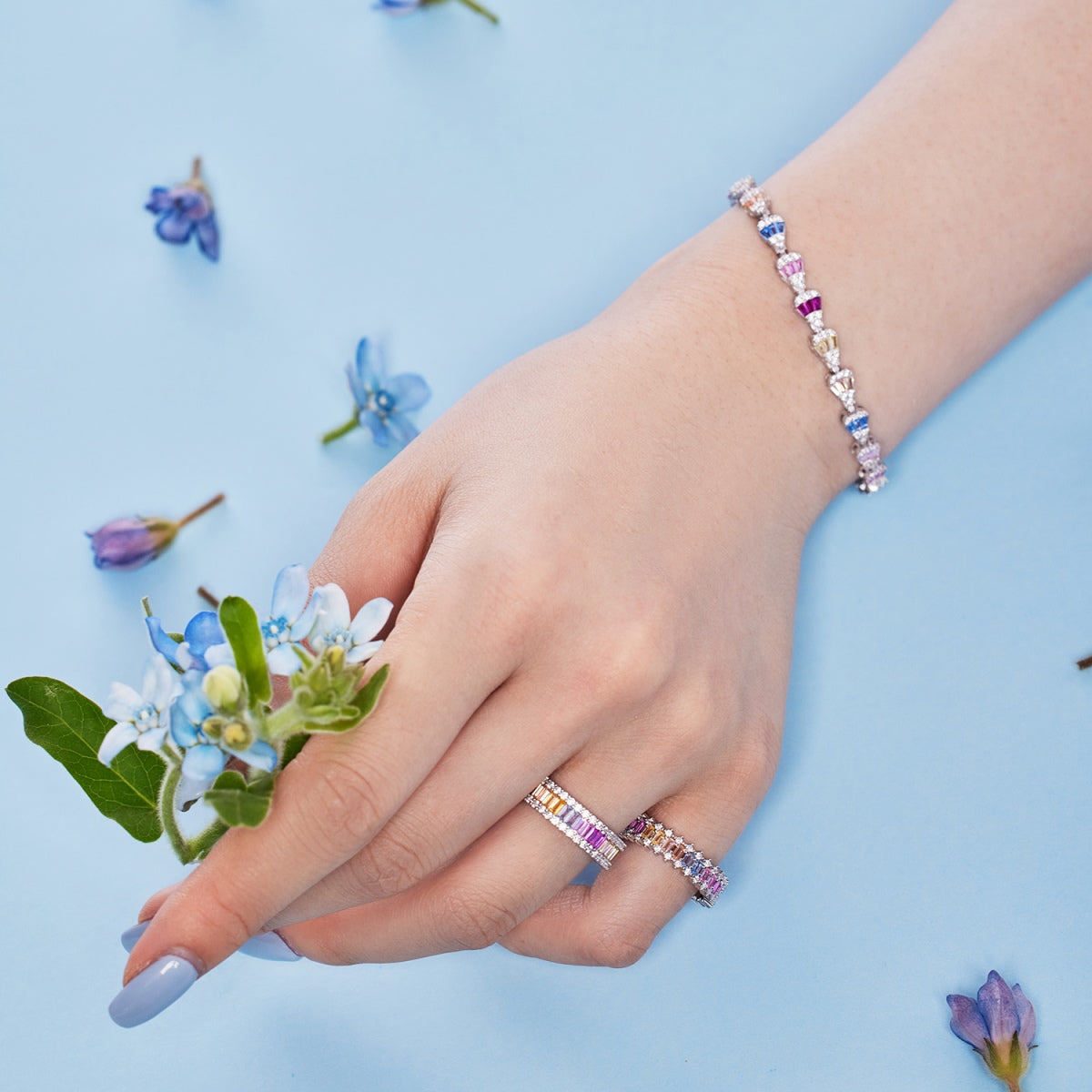 [Am jewelry]Dainty Kaleidoscopic Emerald Cut Daily Ring