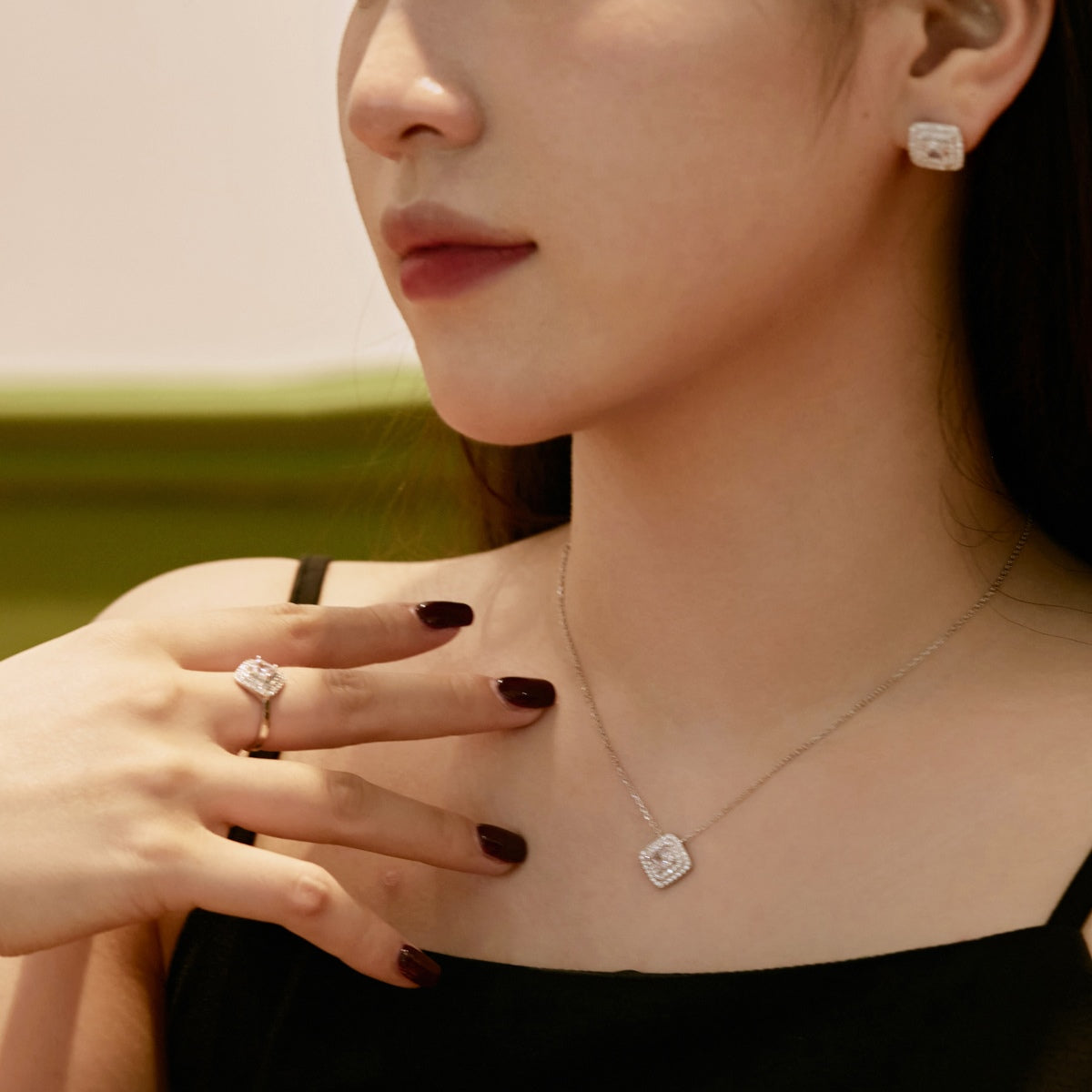 [Am jewelry]Sparkling Asscher Cut Necklace