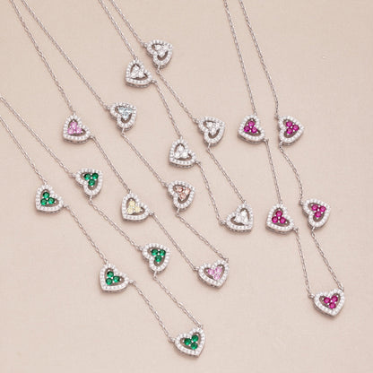 [Am jewelry]Sparkling Five Heart Necklace