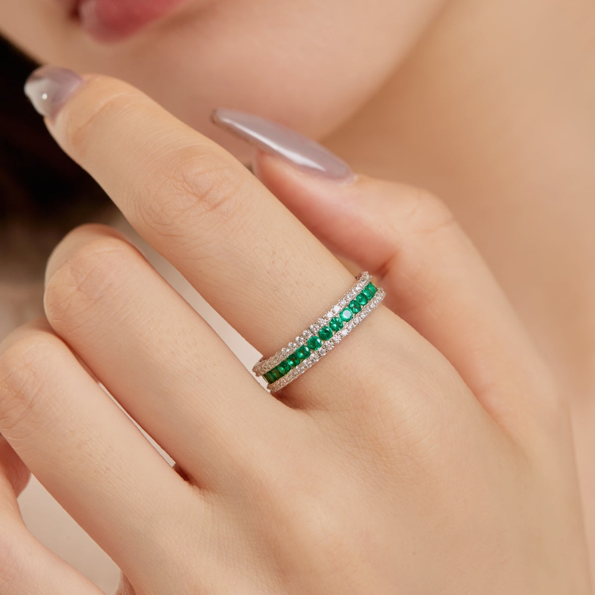 [Am jewelry]Delicate Colorful Round Cut Daily Ring