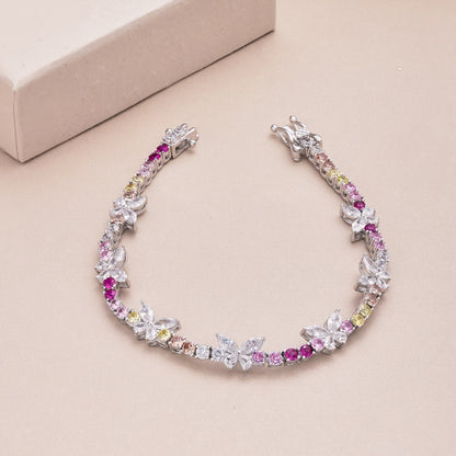[Am jewelry]Ornate Colorful Butterfly Shape Round Cut Daily Bracelet