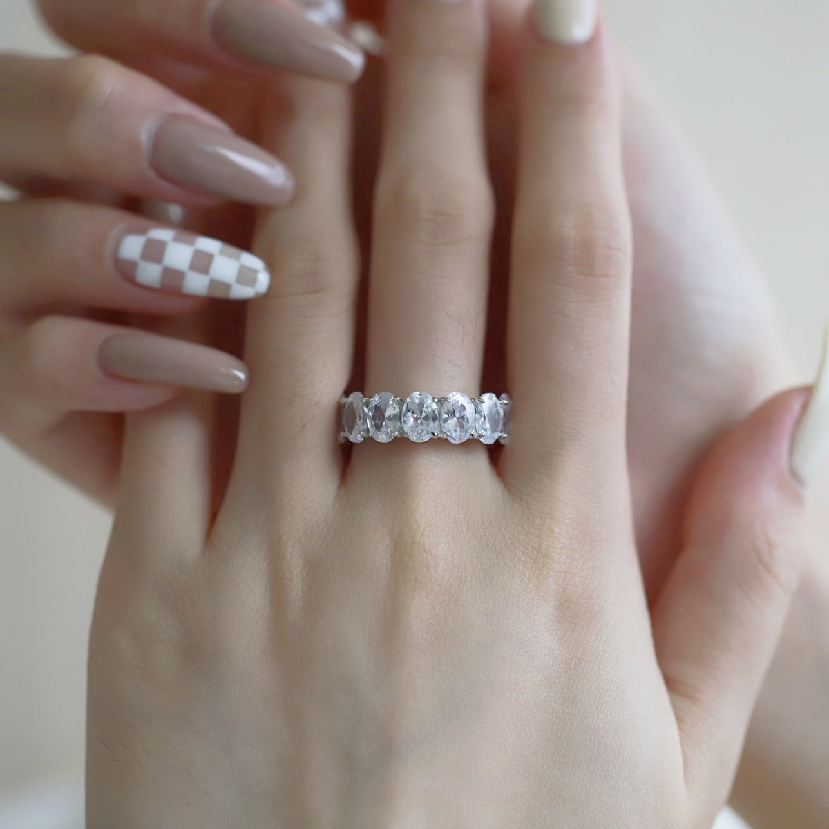 [Am jewelry]Dainty Elongated Cushion Cut Tennis Ring