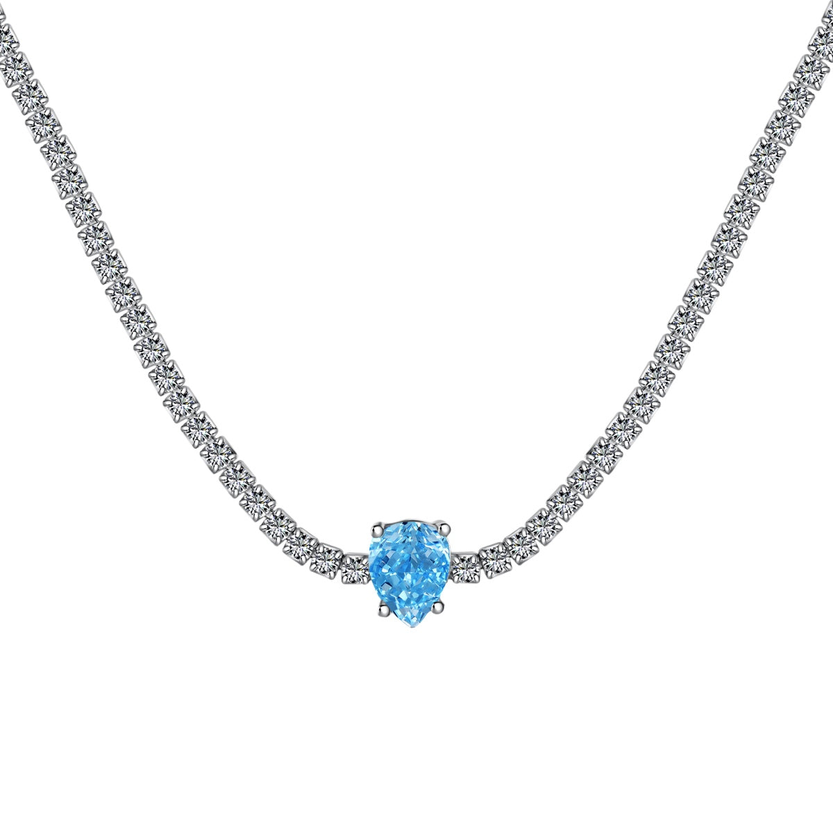[Am jewelry]1.0 carat Unique Pear Cut Tennis Necklace