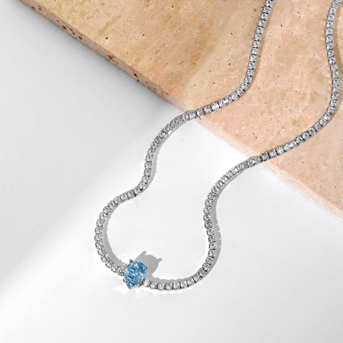 [Am jewelry]1.0 carat Unique Pear Cut Tennis Necklace