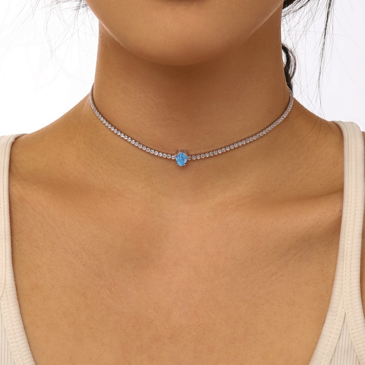[Am jewelry]1.0 carat Unique Pear Cut Tennis Necklace