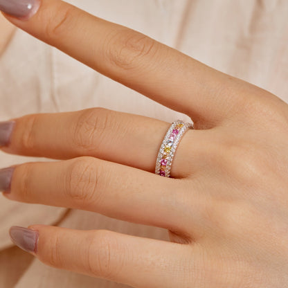 [Am jewelry]Delicate Colorful Round Cut Daily Ring